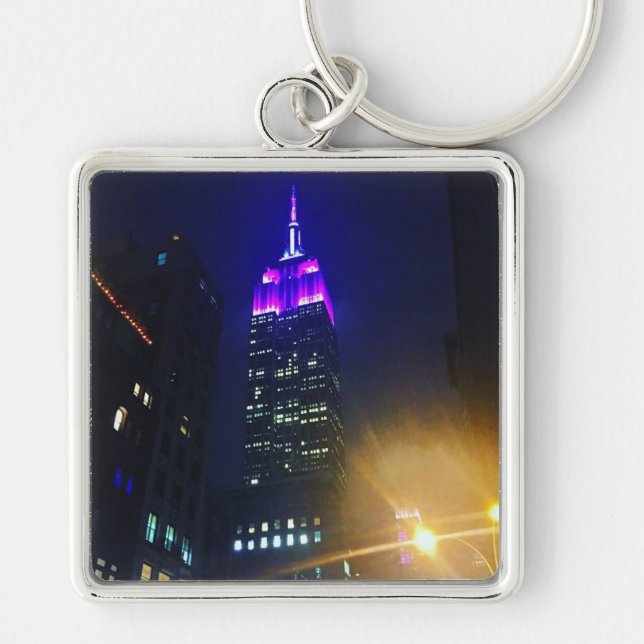 Llavero NYC Rascacielos Purple Empire State Building Night (Frente)