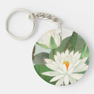 Llavero Nymphaea lotus, grabado en madera japonés, 1917