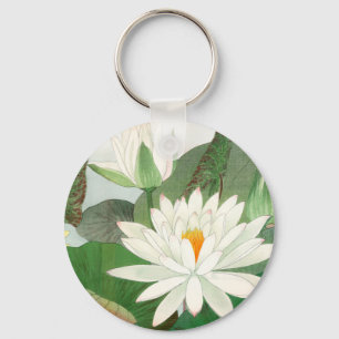 Llavero Nymphaea lotus, grabado en madera japonés, 1917
