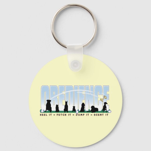 Llavero Obediencia: taladlo, escúchalo, salta, arrebate (Anverso)