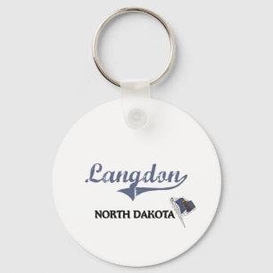 Llavero Obra clásica de la ciudad de Langdon Dakota del