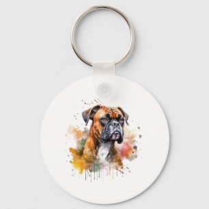 Llavero Obra de arte de acuarela BoxerLove - Raza de canin