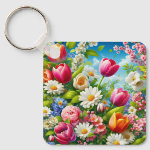 Llavero Obra de arte floral/primavera
