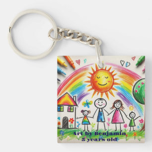Llavero Obra de arte infantil Orgulloso Dibujo niños