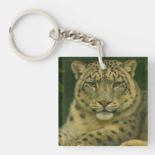 Llavero Observador silencioso - Leopardo de la nieve con l