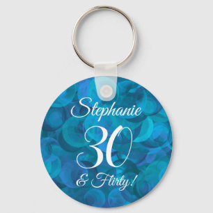 Llavero Ocean Blue 30 y Flirty Birthday Party Favor