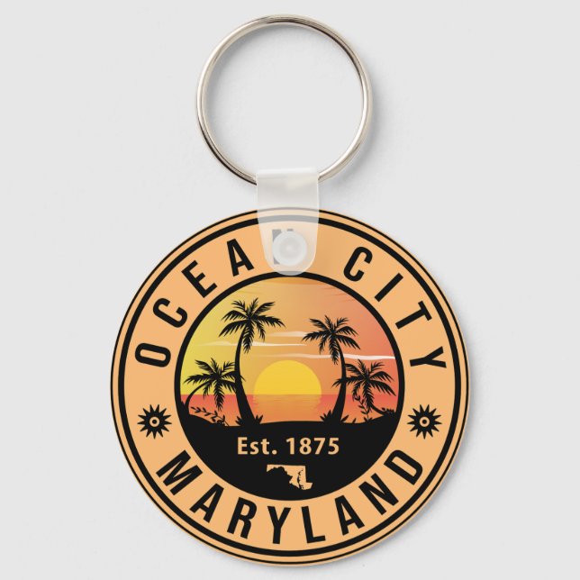 Llavero Ocean City Maryland Retro Sunset Souvenirs 60 (Anverso)