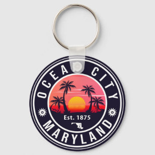 Llavero Ocean City Maryland Retro Sunset Souvenirs 60