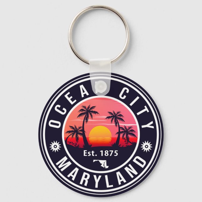 Llavero Ocean City Maryland Retro Sunset Souvenirs 60 (Anverso)