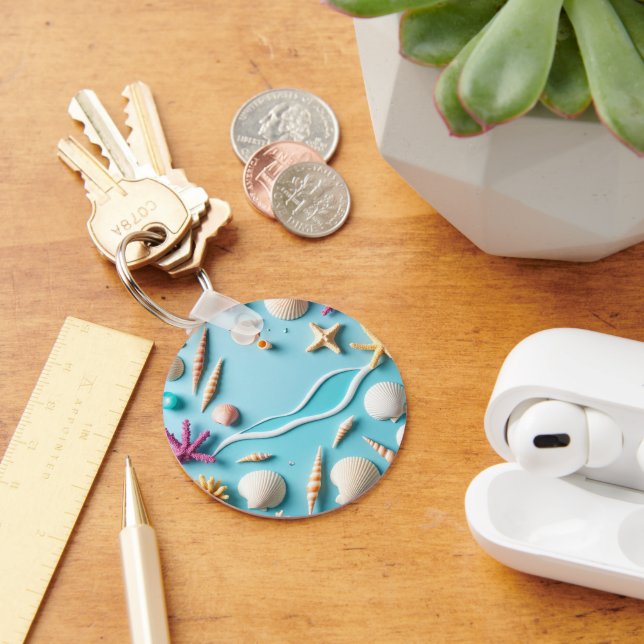 Llavero Ocean-Themed Keychain – Sea Life Design with Shell (Escritorio )