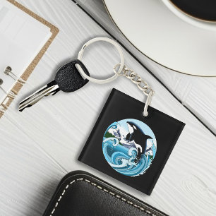 Llavero Océano azul de ballena asesina de orca