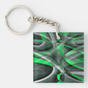 Llavero Ochenteros Chic Suculento Verde y Gris Abstracto P