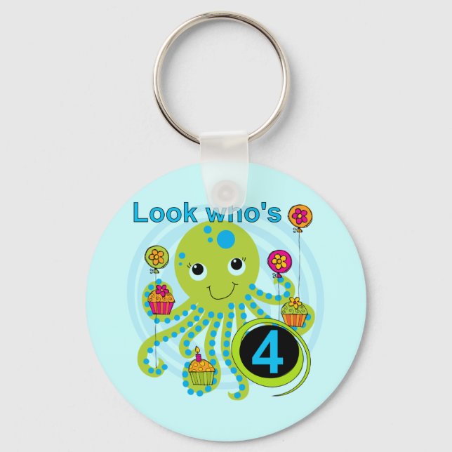 Llavero Octopus 4º cumpleaños camisetas y regalos de T (Anverso)