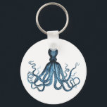 Llavero Octopus kraken playa marina costera océano<br><div class="desc">Un moderno keychain azul octopus náutico. Una gama de diseño moderno para decorar su casa, vivero u oficina. Un elegante acento para una cabaña costera o una habitación temática a la playa. ¡Genial para ti mismo o como regalo! De moda, glamour, atrevido. Vea mi tienda para ver más artículos con...</div>