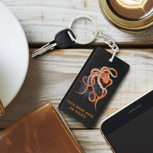 Llavero Octopus Naranja Mandala Blue