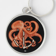 Octopus naranja sobre ancla