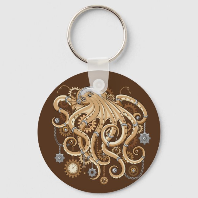 Llavero Octopus Steampunk Surreal Retro Style Machine (Anverso)