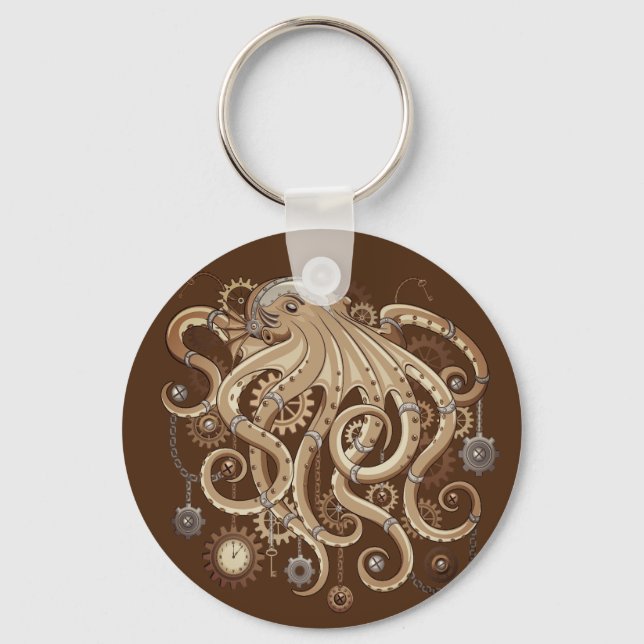 Llavero Octopus Steampunk Surreal Retro Style Machine (Anverso)