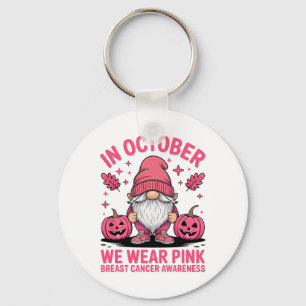 Llavero Octubre Gnome Rosa Halloween Apoyo al Cáncer de Ma