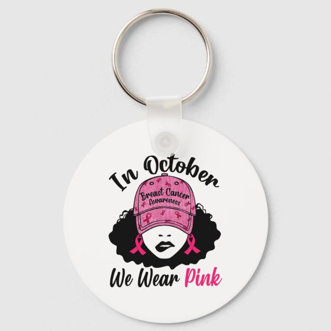 Llavero Octubre, usamos el cáncer de seno rosado Chica neg (Anverso)