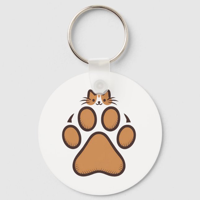 Llavero Ocultación de gato en papel - Ilustracion (Anverso)