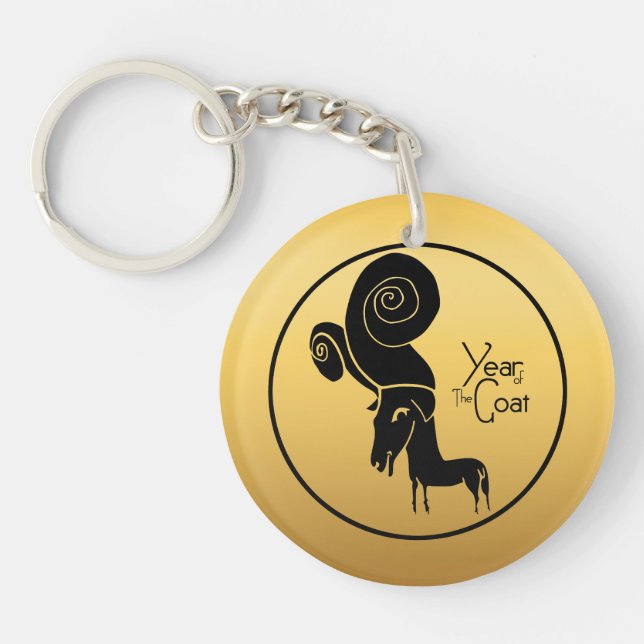 Llavero Odd Gold Ram Goat Año chino Zodiac Monograma K (Frente)