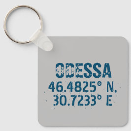 Llavero Odessa Ukraine Latitude & Longitude Distressed 