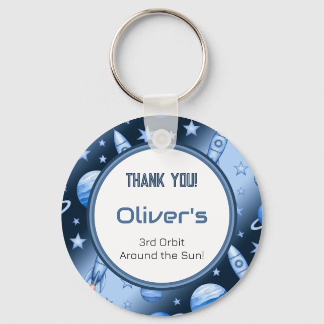 Llavero Odyssey de cohete celeste cósmico azul (Anverso)