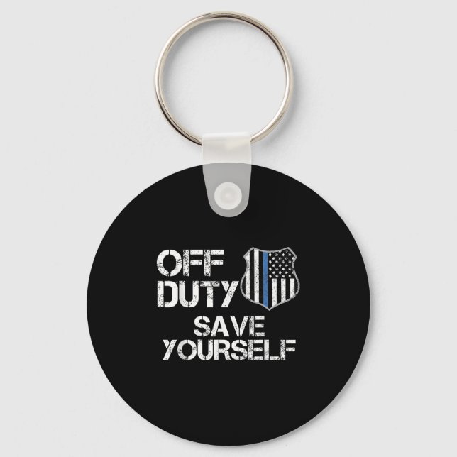 Llavero Off Duty Save Yourself Funny Lice Blue Line Gift  (Anverso)