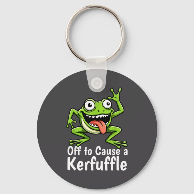 Llavero Off To Cause A Kerfuffle Funny Meme Frog Mischief  (Anverso)