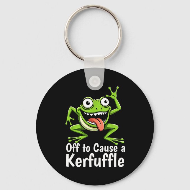 Llavero Off To Cause A Kerfuffle Funny Meme Frog Mischief  (Anverso)