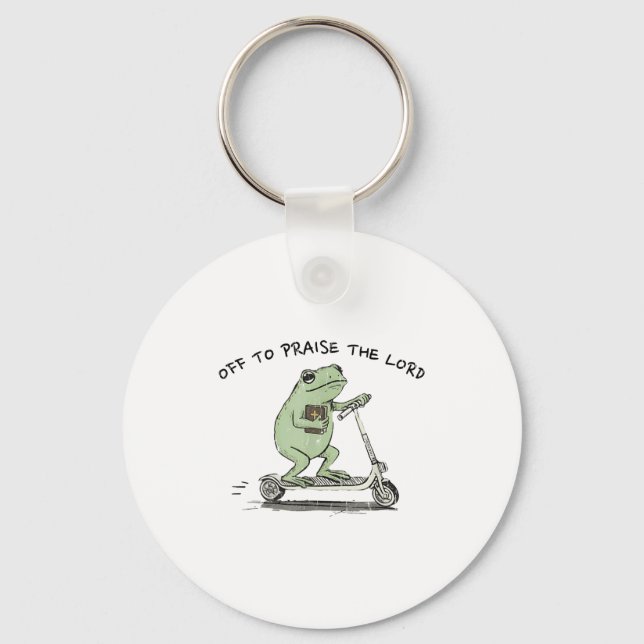 Llavero Off To Praise The Lord, Funny Christian  (Anverso)