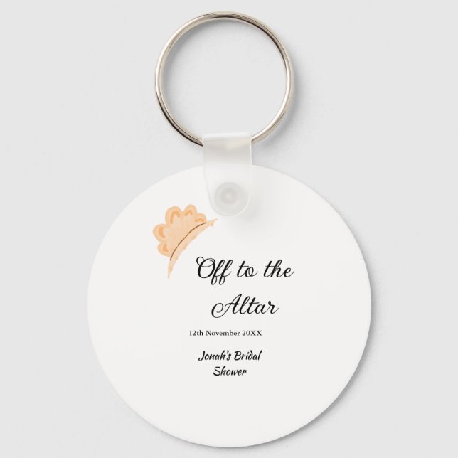 Llavero Off to the altar orange cap hat bridal shower name (Anverso)