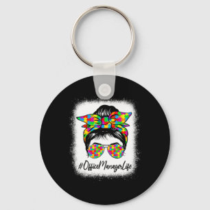 Llavero Office Manager Messy Bun Support Autism Awarene