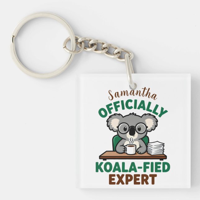 Llavero Officially Koala-fied Expert Funny Coffee Pun (Frente)