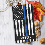 Llavero Oficial de Policía Personalizado Línea Azul Delgad<br><div class="desc">Línea Azul delgada Keychain - Bandera estadounidense con colores de la bandera de la policía, diseño angustiado . Personaliza con el nombre, apellido o departamento de los oficiales de policía . Esta cadena de claves personalizada de la policía es perfecta para los departamentos policiales y policiales, las familias y todos...</div>