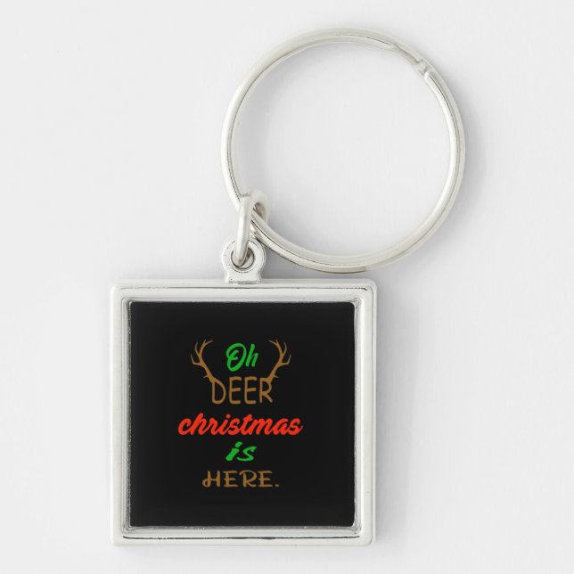 Llavero Oh Deer Christmas Celebration Holiday Design (Frente)