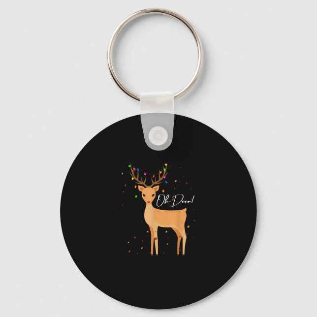 Llavero Oh Deer Christmas Light Pajama Cute ReindeKeychain (Anverso)