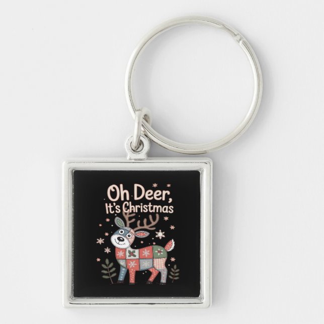 Llavero Oh Deer Its Christmas Miniature Patchwork Squares (Frente)