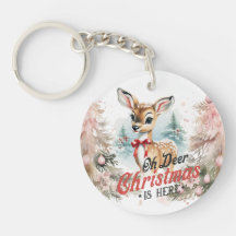 Oh Deer Navidades está aquí Keychain