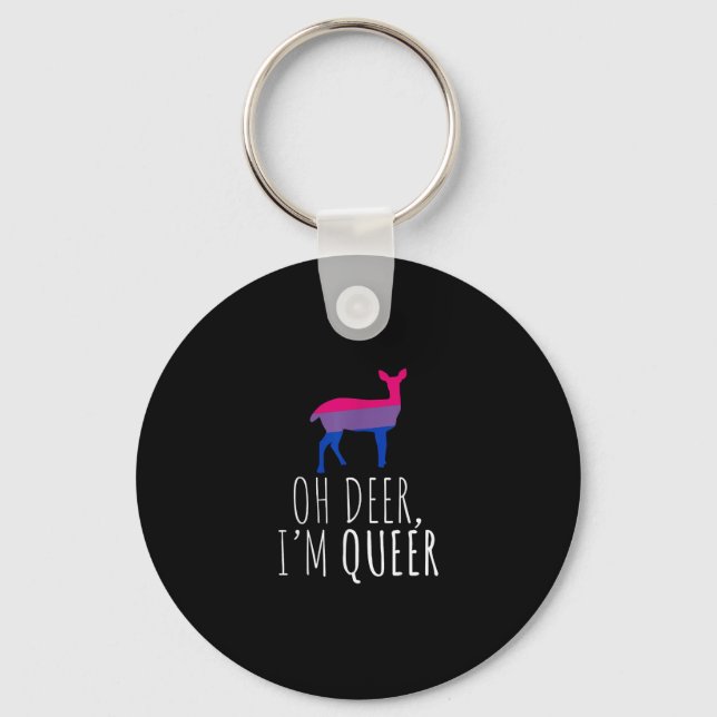 Llavero Oh Deer Queer Bisexual Pride Gay Lesbian DKeychain (Anverso)