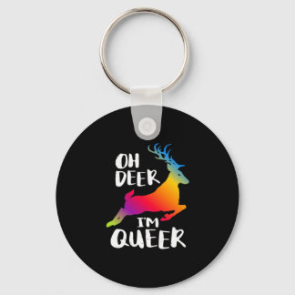 Llavero Oh Deer Queer Pride Minimal Artistic StyleKeychain