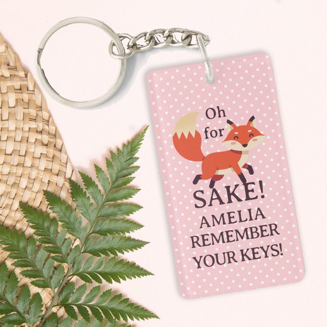 Llavero Oh For Fox Sake Pink and White Polka Dot (Oh For Fox Sake Pink and White Polka Dot Keychain Funny Teen Gift for New Drivers)