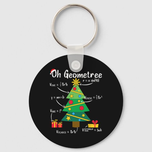 Llavero Oh geometree divertida navidad árbol geometría mat (Anverso)