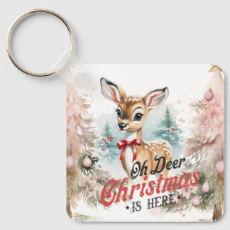 Llavero Oh Navidades de venados aquí Square Keychain