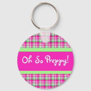 Llavero ¡Oh, qué cachorro! Keychain de PInk y Green Plaid
