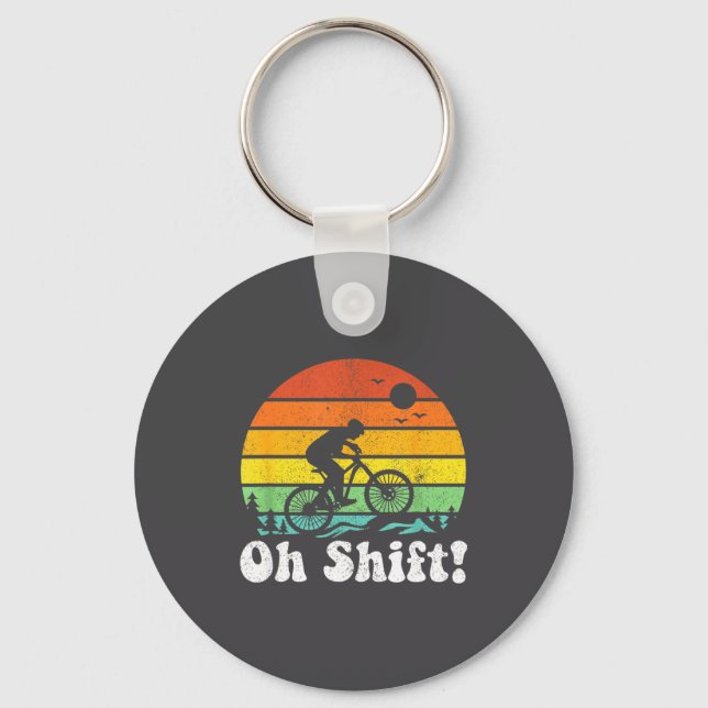 Llavero Oh Shift Funny Mountain Bike Rider Biking Retro Cy (Anverso)