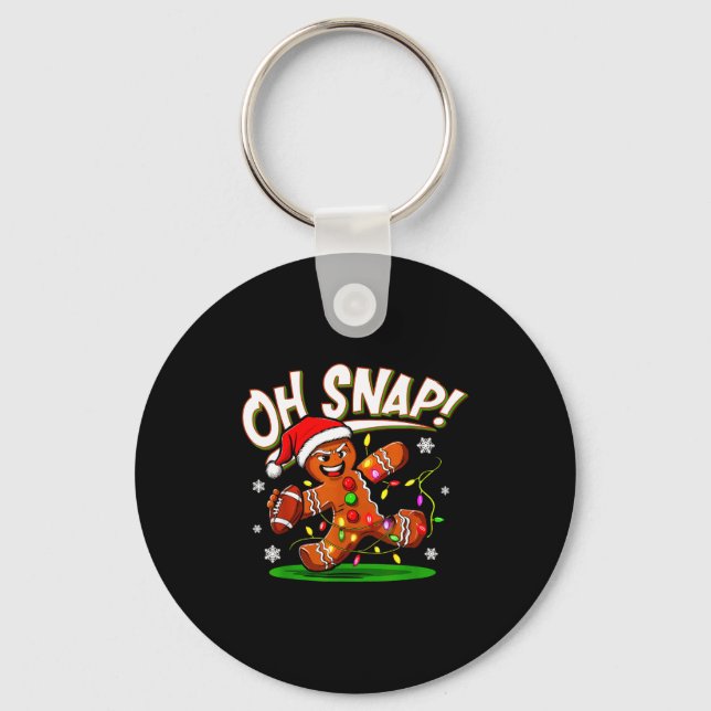 Llavero Oh Snap Gingerbread Man Santa Football Funny Chris (Anverso)