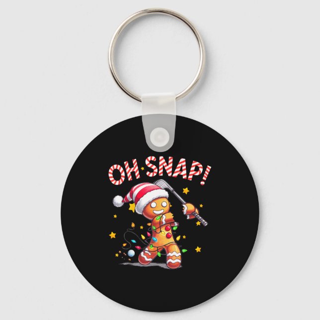 Llavero Oh Snap Gingerbreadman Xmas Golfer Golf Christmas  (Anverso)