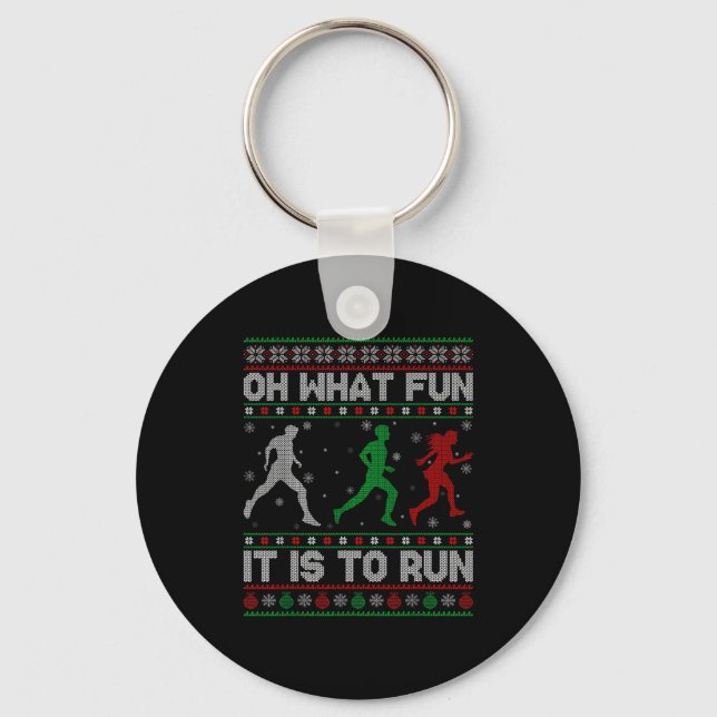Llavero Oh What Fun Is It To Run Ugly Christmas Sweater Ru (Anverso)